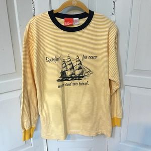 Liz & Co Nautical Yellow/ White Striped Shirt